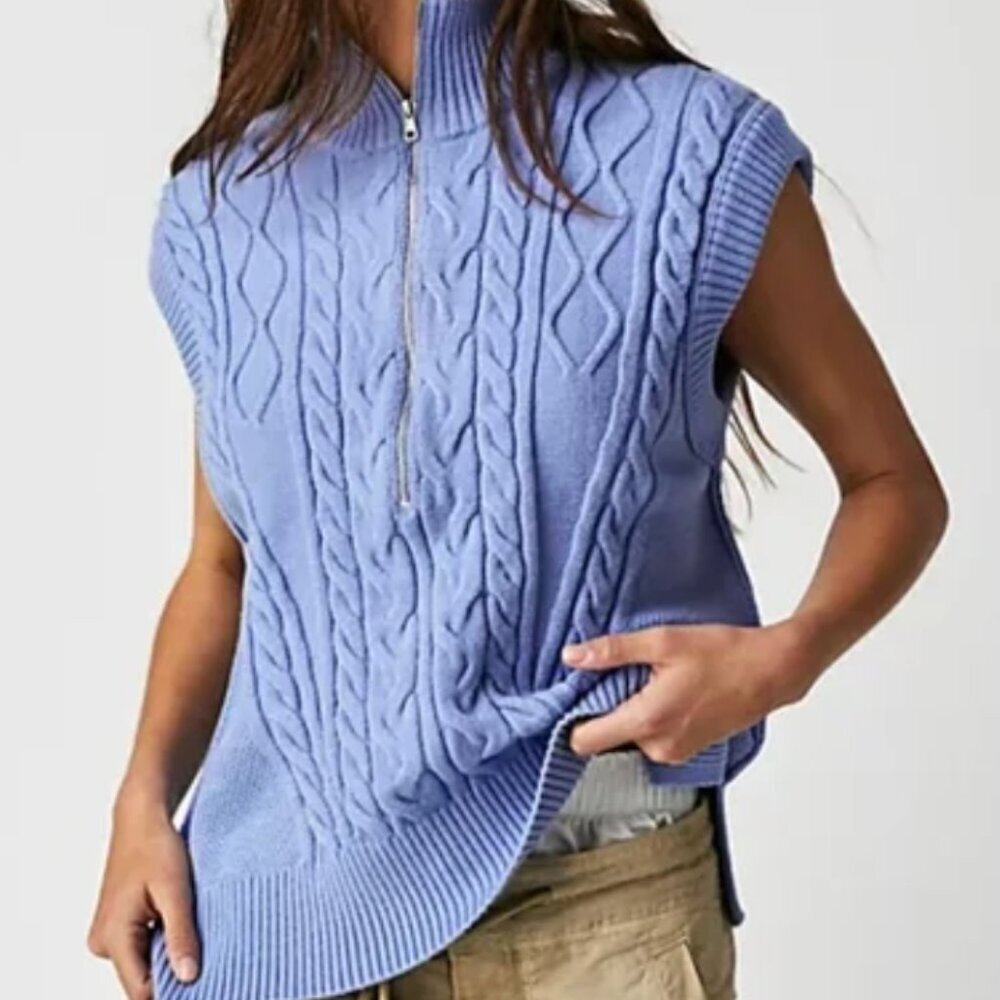 Free People Lizzy Half Zip Sweater Vest